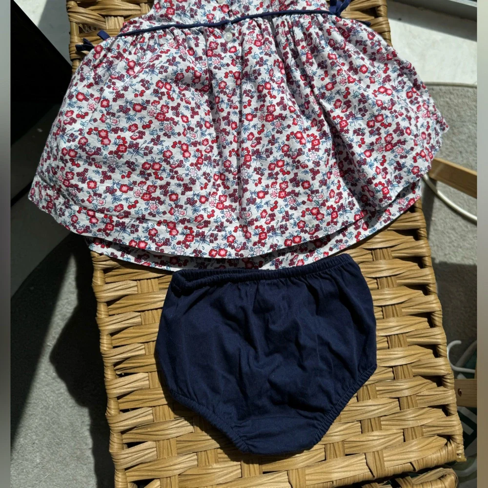 Janie and Jack Floral Print Kids Dress with Bloomers